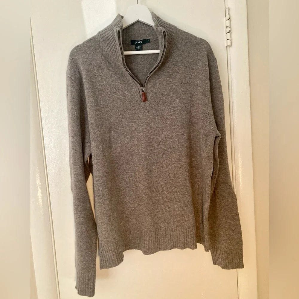 J. Crew 3/4 Zip Lambs Wool Sweater